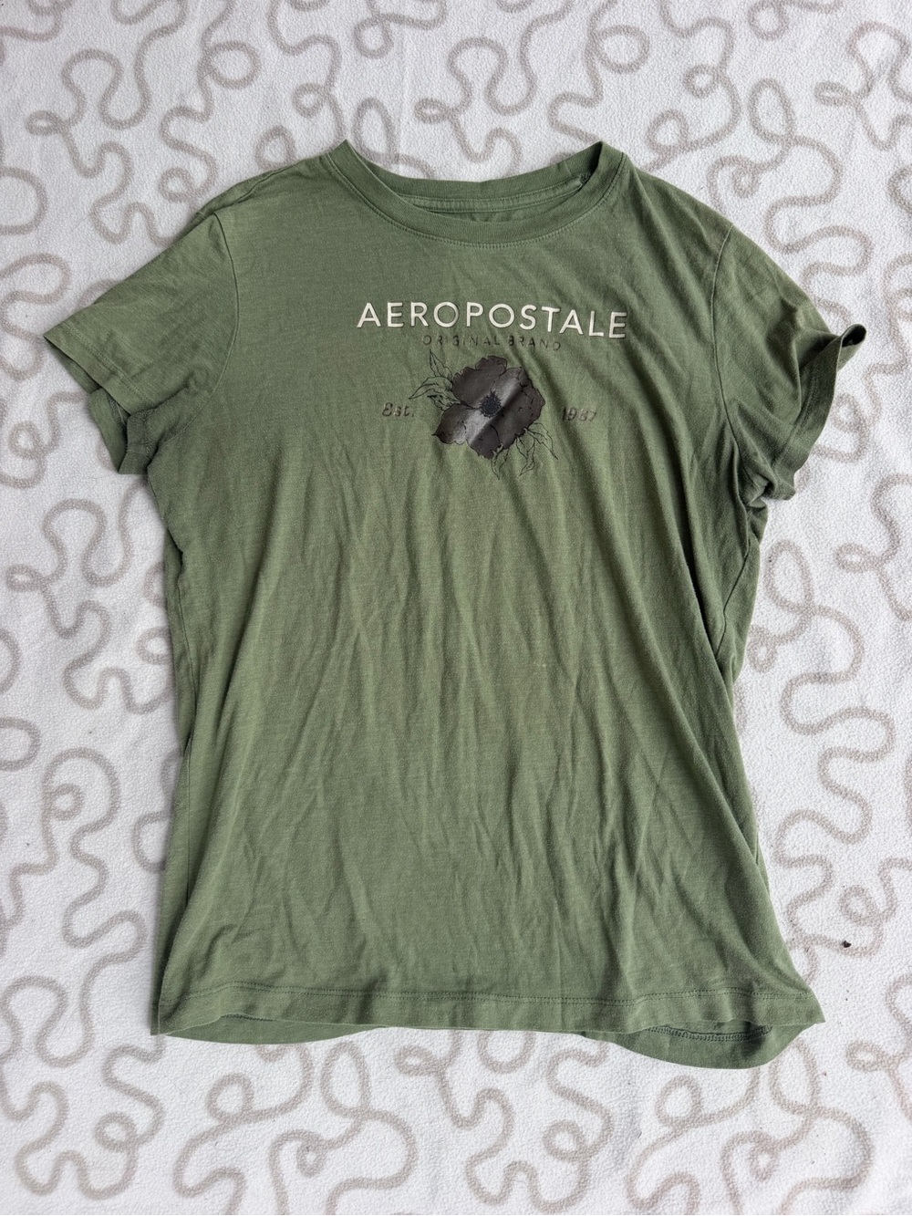 Aeropostale Olive Green Crew Neck Logo Tee